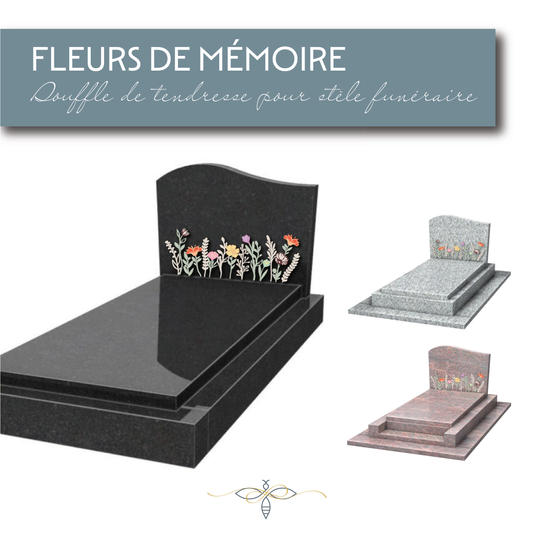 Fleurs de mémoire – Souffle de tendresse pour stèle funéraire