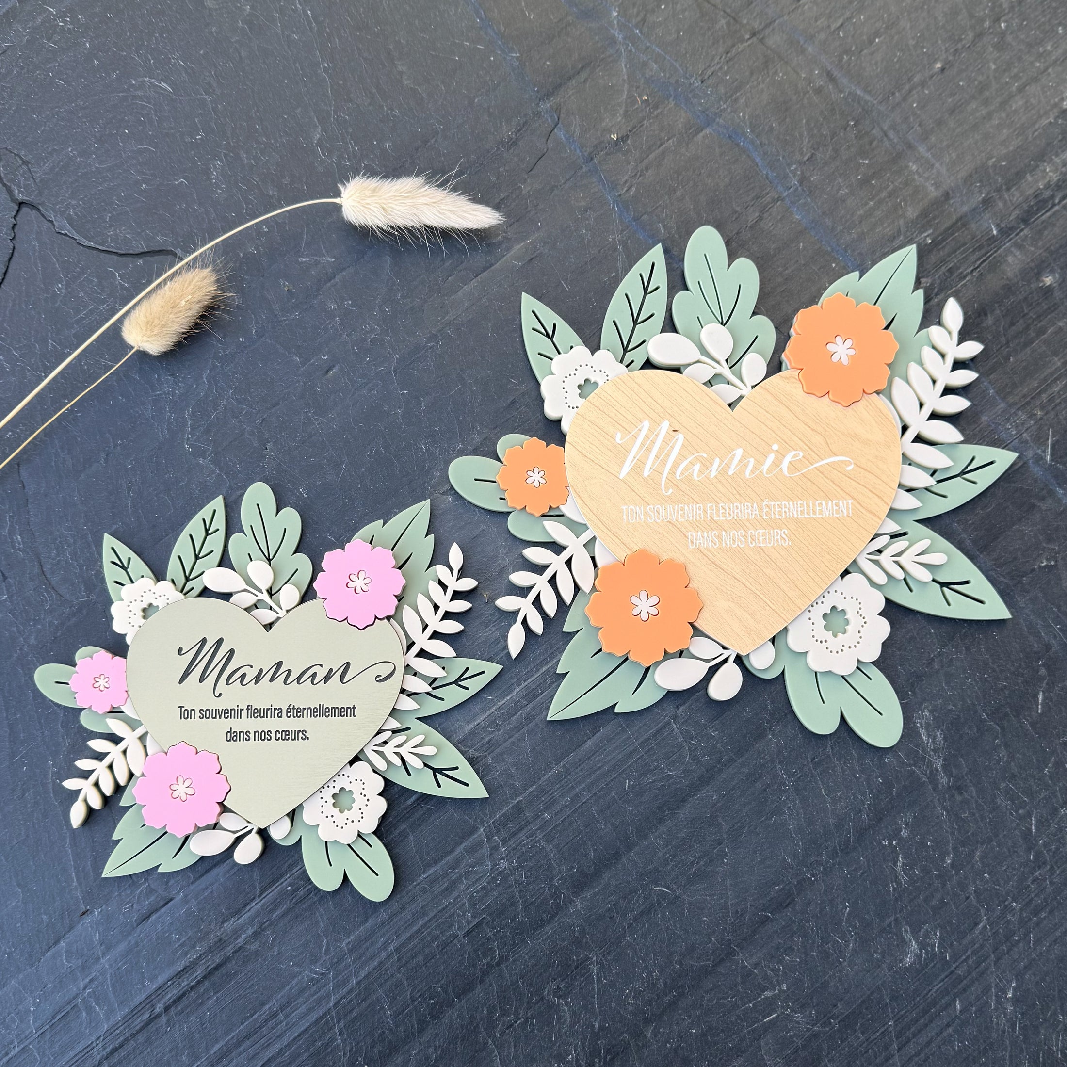 Cœur fleuri pour columbarium - 15cm -