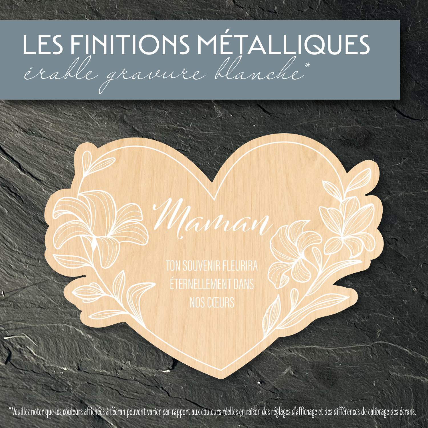 Cœur du souvenir – Plaque funéraire Lys personnalisée
