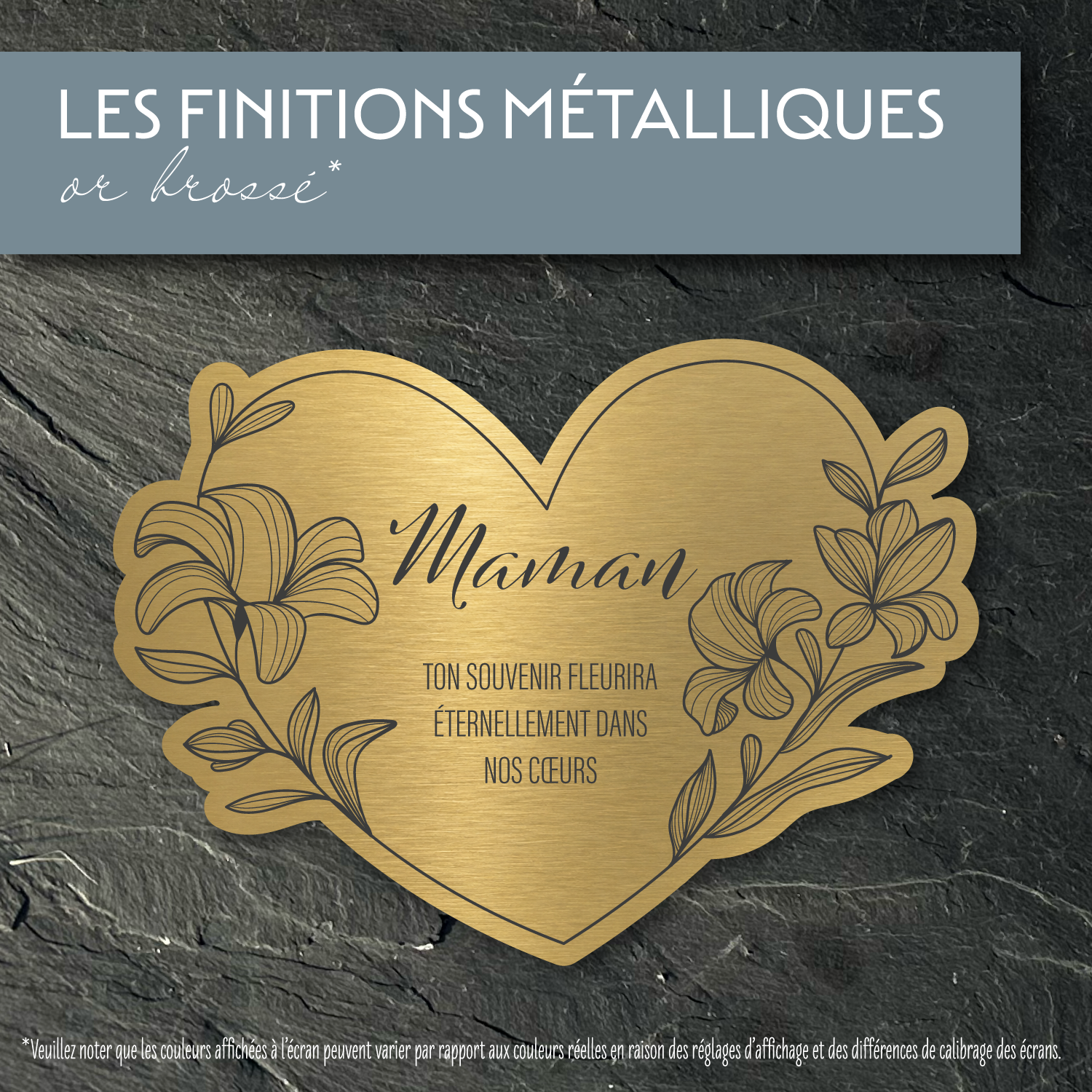 Cœur du souvenir – Plaque funéraire Lys personnalisée